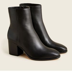 J.Crew soft leather round toe black block heel boots